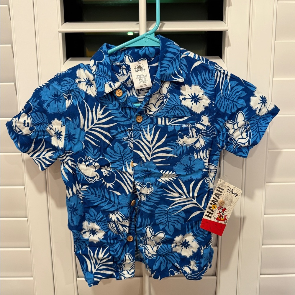 Disney Hawaiian Tropical Blue Kids Button Down Shirt